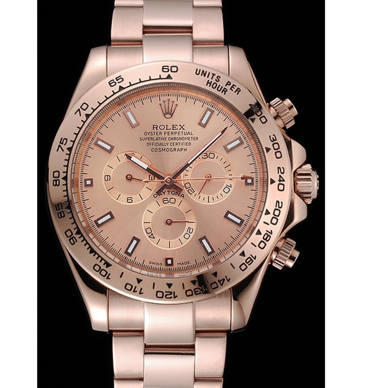 Rolex aaa copy Pink Case Daytona 1454247 Rose Cosmograph Gold Rolex Bracelet And Dial 1028